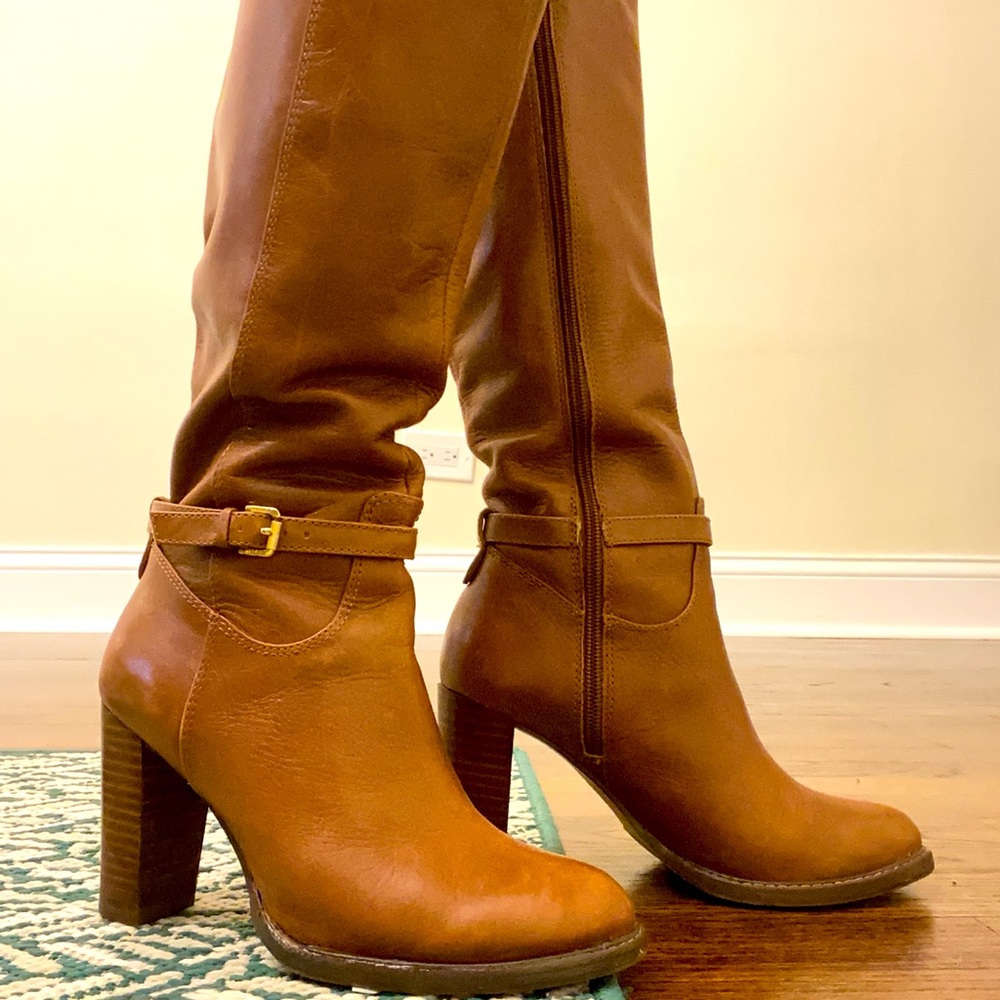 Knee length leather boots